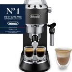 De'Longhi Dedica Style EC 685.BK Espresso Filter Holder Espresso Machine with Professional Milk Foam Nozzle 15 cm Wide 1 Litre Water Tank Full Metal Casing E.S.E Pads Black