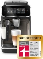 Philips 3300 Series Fully Automatic Coffee Machine - 6 Drinks, Modern Colour Touch Screen Display, LatteGo Milk System, SilentBrew, 100% Ceramic Grinder, AquaClean Filter, Black Chrome (EP3347/90)