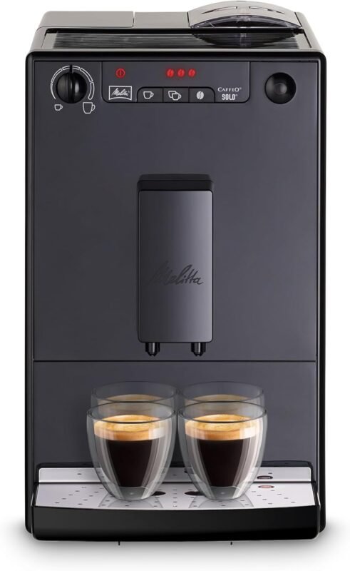 Melitta Caffeo Solo E950 slim fully automatic coffee machine with pre-brewing function 15 bar LED display height-adjustable coffee spout removable brewing unit