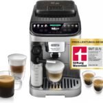 De’Longhi Magnifica Evo Next - Perfetto Kaffeevollautomat mit LatteCrema-Milchaufschäumer, 13 One-Touch-Getränke, Coffee- und Cappuccino Kaffeemaschine, farbiges Touch-Display, Titan (ECAM312.80.SB)