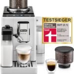 De’Longhi Rivelia - Perfetto Kaffeevollautomat mit LatteCrema-Milchaufschäumer, 16 One-Touch-Getränke, farbiges Touch-Display, austauschbare Bohnenbehälter, Weiß (EXAM440.55.W)