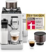 De’Longhi Rivelia - Perfetto Kaffeevollautomat mit LatteCrema-Milchaufschäumer, 16 One-Touch-Getränke, farbiges Touch-Display, austauschbare Bohnenbehälter, Weiß (EXAM440.55.W)
