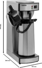 Saro 317-2085 Thermo Coffee Machine with Basket Filter and Thermos Flask, Industrial Coffee Machine with Thermos Jug (2.2 Litres, approx. 10 Cups, Brewing and Warming Function), Silver, 1.8 Litres
