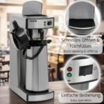 Saro 317-2085 Thermo Coffee Machine with Basket Filter and Thermos Flask, Industrial Coffee Machine with Thermos Jug (2.2 Litres, approx. 10 Cups, Brewing and Warming Function), Silver, 1.8 Litres