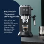 De'Longhi Dedica Style EC 685.BK Espresso Filter Holder Espresso Machine with Professional Milk Foam Nozzle 15 cm Wide 1 Litre Water Tank Full Metal Casing E.S.E Pads Black