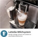 Philips 3300 Series Fully Automatic Coffee Machine - 6 Drinks, Modern Colour Touch Screen Display, LatteGo Milk System, SilentBrew, 100% Ceramic Grinder, AquaClean Filter, Black Chrome (EP3347/90)
