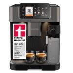 GRUNDIG KVA 6230 Kaffeevollautomat mit Milchaufschäumdüse, Edelstahlmahlwerk mit 13 Mahlgraden, 250 g Bohnenbehälter, 2 Liter abnehmbarer Wassertank, 19 Bar Pumpendruck, Touch-Display, Schwarz