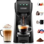 Warriors1 5 in 1 Multi Kapselmaschine für Nespresso OL, Dolce Gusto, Lavazza A Modo Mio, FAP Espresso Point Kapseln und Gemahlen Kaffee, 20 bars, 0,82 L, Automatische Kaffeemaschine für Zuhause & Büro
