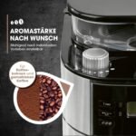 Barista Filterkaffeemaschine mit verstellbarem Mahlwerk & Thermokanne | Warmhaltefunktion, 24h Timer & Permanentfilter | Für 10 Tassen Kaffee | Kaffeemaschine für Bohnen & Pulver [Edelstahl]